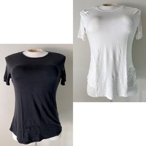 LOT OF 2 - Old Navy Luxe Slub Tee - Black/White